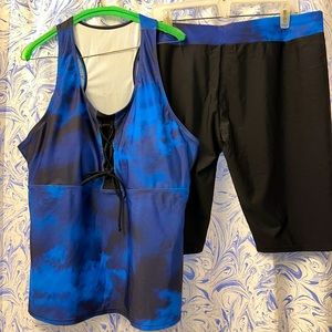 Unbranded 2 pc women’s 3XL swimsuit blue and black
